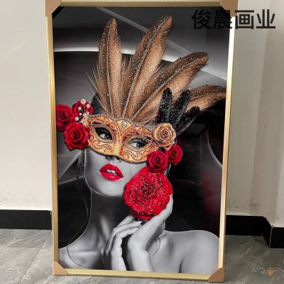Crystal Porcelain Painting Beauty Series High-End Custom Decorative Painting Crystal Porcelain Bright Crystal Diamond Line Mural Craft Frame Hanging Painting