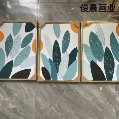 Triptych Crystal Porcelain Bright Crystal plus Diamond Line Decorative Painting Nordic Abstract Fresh Series Photo Frame Crafts Mural