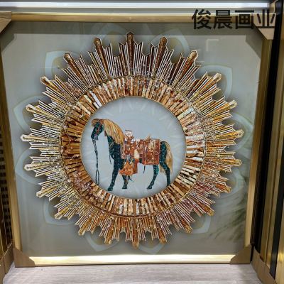 Muslim Religious Series Aven Crystal Porcelain Painting plus Diamond Line Decorative Painting Nordic Abstract Flower Photo Frame Crafts