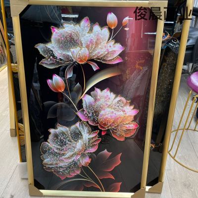Living Room and Bedroom Painting Background Wall Decorative Painting Crystal Porcelain Bright Crystal Crafts Diamond Line Photo Frame Mural Landscape Painting