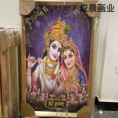 Picture Frame Decorative Painting Living Room Crafts Indian Goddess Mural Crystal Porcelain Painting Diamond Line Slightly Luxury Painting Ornaments