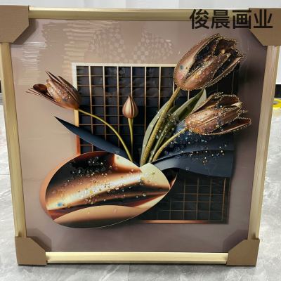 Crystal Porcelain Diamond Line Decorative Painting Flowers Landscape Painting Living Room Bedroom Study Mural Photo Frame Crafts Ornaments
