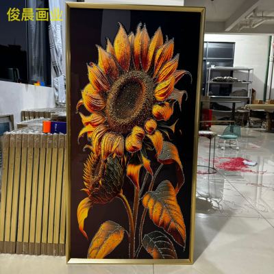 Crystal Porcelain Entrance Painting Landscape Abstract Seven Horses Living Room Decorative Painting Crystal Porcelain Bright Crystal Craft Frame Mural