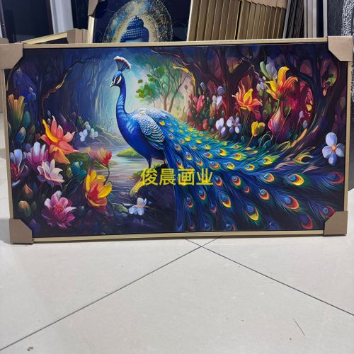 相框油画布手工添笔半手绘装饰画壁画动物人物风景花朵系列装饰画