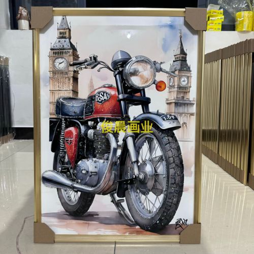 retro crafts exotic art decorative painting crystal porcelain painting motorcycle hanging picture frame living room bedroom painting