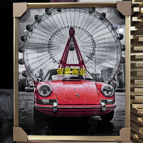 car landscape painting paris tower photo frame crafts crystal porcelain painting diamond-embedded handmade diamond line crafts