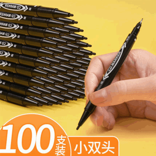 油性小双头画画记号笔儿童绘画学生用美术专用黑色勾线笔