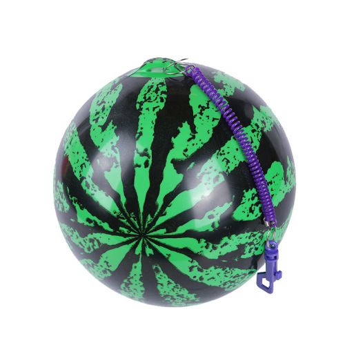 22cm西瓜球可充气西瓜贴标球绳子运动球儿童PVC带弹簧绳链子吊球