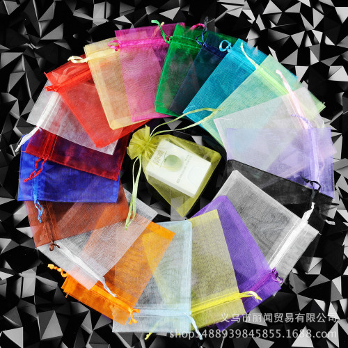 现货礼品网纱袋欧根纱抽绳防虫袋茉莉花喜糖香包可印logo网纱袋子