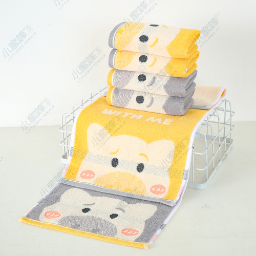 strand cotton jacquard children‘s towel children‘s face towel shy little pig bee children‘s towel item no.： 221