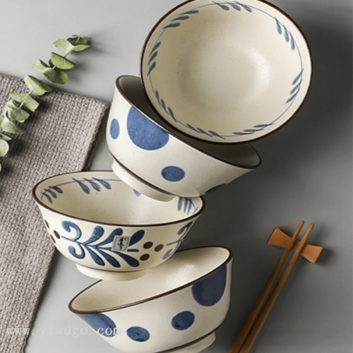 japanese style retro stoneware rice bowl ceramic household rice bowl good-looking nice small bowl