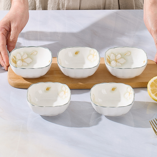 陶瓷黄金叶味碟釉下彩家用酱油醋碟酒店餐厅蘸料碟吃碟