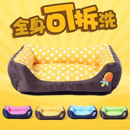 新款卡通宠物窝糖果色方形宠物用品泰迪博美中小型狗窝宠物垫子