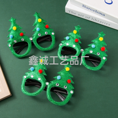 New Christmas Glasses Decorations Party Funny Glasses Frame with Diamond Christmas Tree Glasses Children's Gift