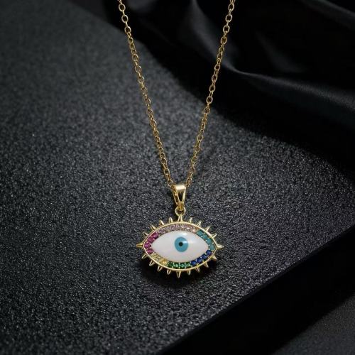 amazon hot sale cross-border necklace female devil‘s eye pendant niche light luxury all-match clavicle chain stylish pendant