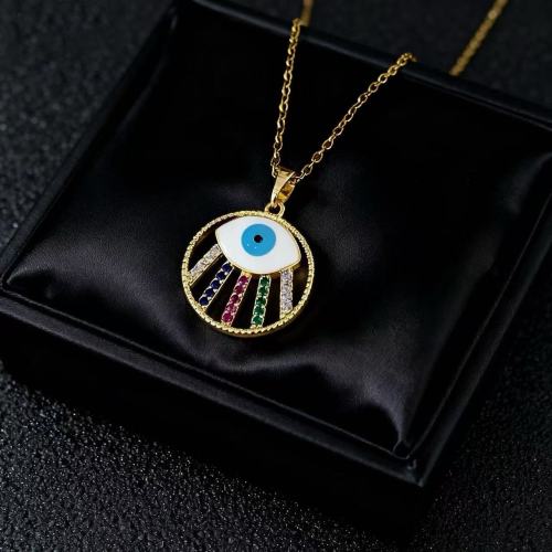 europe and america cross border eyes zircon copper plating blue eyes copper-plated gold diy personality fashion special-interest dignified pendant necklace