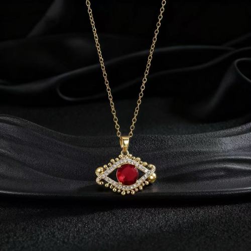 cross-border light luxury temperament gorgeous full diamond eyelash eye necklace female temperament wild clavicle chain chain all-match pendant