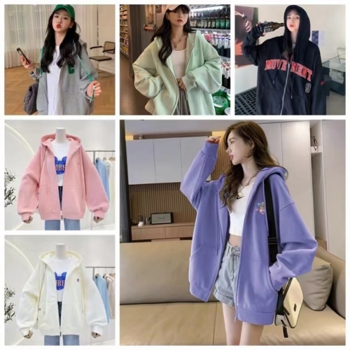 2023 Autumn and Winter New Korean Style Women‘s Clothing Velvet Padded Hooded Sweatshirt Foreign Trade Loose Women‘s Coat Sweater Stall Goods Wholesale
