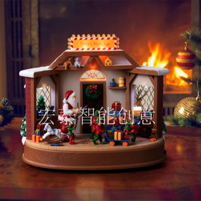 Double-Sided House Christmas Product Carousel Christmas Ornament Christmas Gifts Christmas Decorations Christmas Music Box