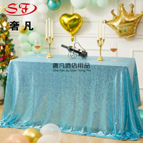 Cross-Border Sequin Tablecloth Wedding Banquet Hotel Sequined Embroidered Tablecloth Sequin Embroidery Tablecloth Tablecloth Wedding Tablecloth