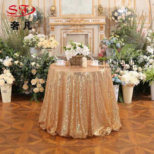 Non-Stitching European Outdoor Wedding Party Birthday Champagne Tablecloth Christmas Sequin Tablecloth