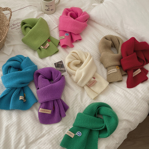 秋冬季儿童保暖男孩女孩加厚毛线围巾宝宝针织围脖韩版男女童围巾