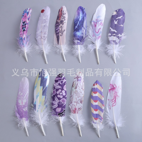 printed feather color large floating jewelry material diy handmade goose feather clothing craft raw material accessories wedding spot