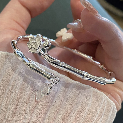 live supply white copper silver-plated bamboo bracelet young bamboo presages safety bracelet gifts for girlfriend niche accessories