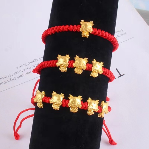 2024 dragon year bracelet this animal year red rope hand-woven zodiac chinese style auspicious couple five fu dragon bracelet