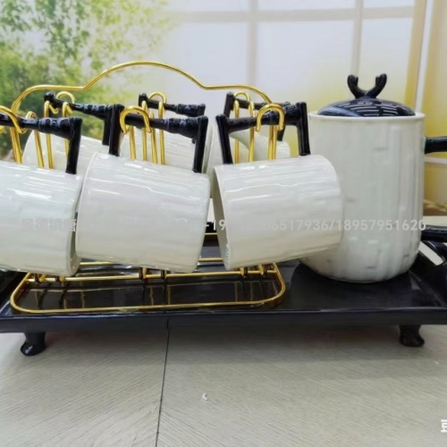 陶瓷水具彩釉水具咖啡具套装陶瓷咖啡杯咖啡碟欧式咖啡杯子陶瓷盘