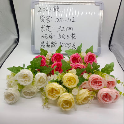 [New in 23] Factory Direct Sales Peony Bud Emulational Flower and Silk Flower Wedding Flower Fake Flower Foreign Trade Floriculture Soft Outfit
