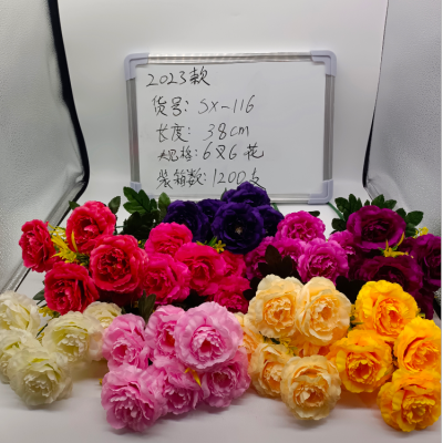[New in 23] Factory Direct Sales Rose Peony Bud Simulation Silk Flower Fake Flower for Wedding Foreign Trade Floriculture Soft Outfit
