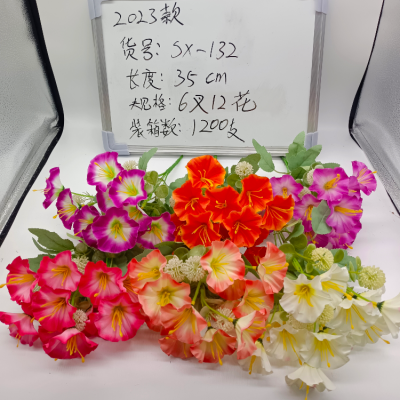 [New in 23] Factory Direct Sales Spring Petunia Morning Glory Emulational Flower and Silk Flower Project Ornamental Flower Foreign Trade