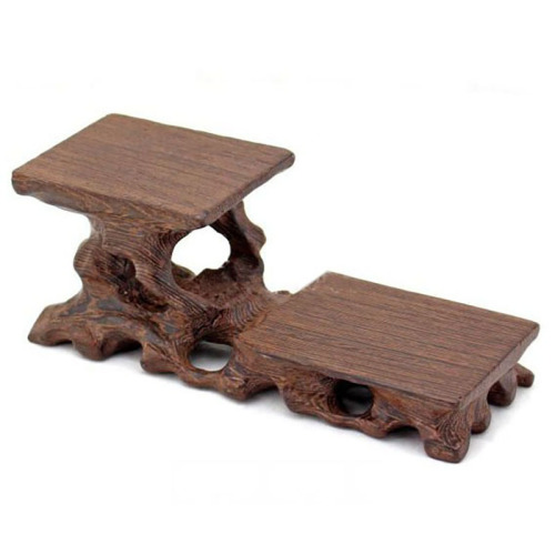 solid wood high and low base qiyu stone jade decoration crafts vase potted tea cup purple clay pot root carving wooden pallet