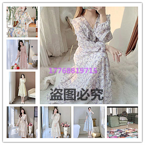 Spring and Autumn 2022 New Floral Chiffon French Retro Dress Hepburn Women‘s Base High-End Temperament Fried Street