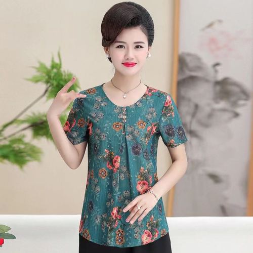 clearance 9.8 summer new mom ice silk women‘s short-sleeved t-shirt top clothes fashionable and younger