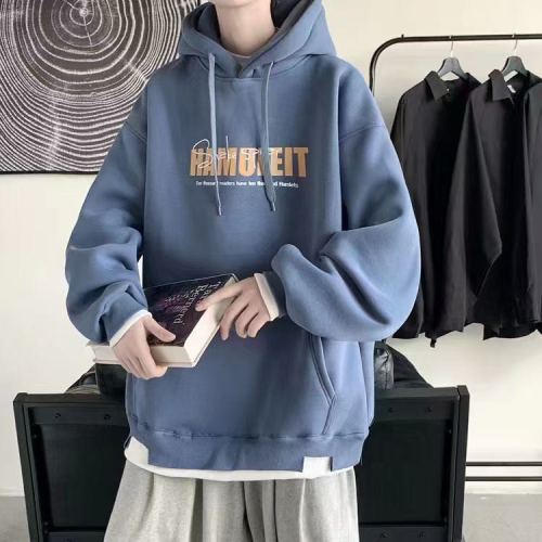 Fleece Men‘s Clothing Printed Hoodie Men‘s Hoodie Sweater Spring and Autumn Fleece-Lined Thermal Sweater Factory Supply