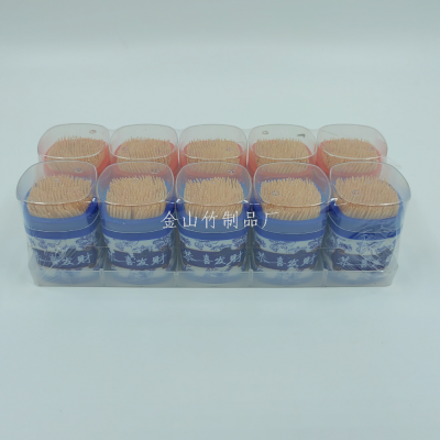 Factory Direct Sales Disposable Exquisite Bamboo Toothpick Square Core Blue and White Thick Ring Cup Fortune Bottle