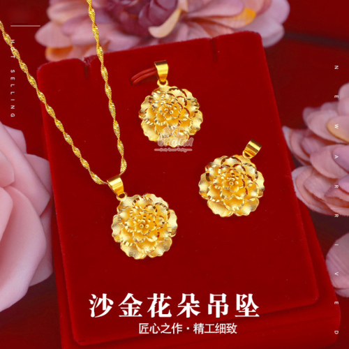 peony flower pendant gifts for moms gold shop same style 3d vacuum plating high color retention sand jinteng jewelry