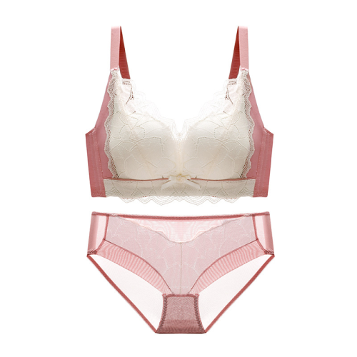 fashion contrast color underwear women push up adjustable breast-receiving small chest-sized wireless bra lace medium-thick bra
