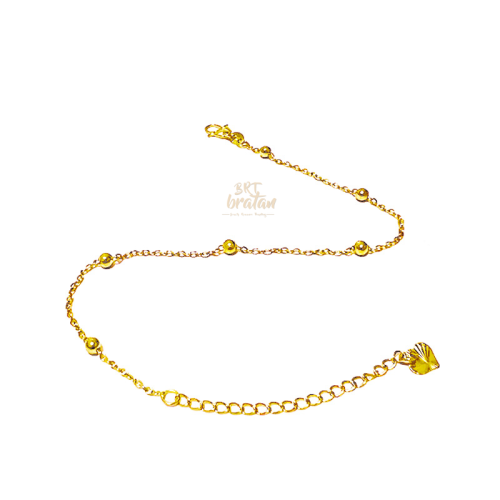 sand beads imitation gold anklet brass vacuum plated k gold simple delicate anklet sand gold jewelry