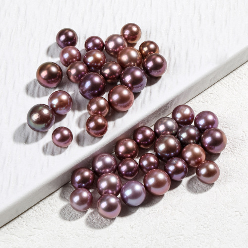 厂家直供 诸暨淡水珍珠近正圆爱迪生 强光微瑕妖紫色diy散珠颗粒