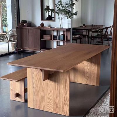 High-End Minimalist Dining Table North American White Oak Dining Table Log Tea Table Solid Wood Restaurant Furniture Creative Home