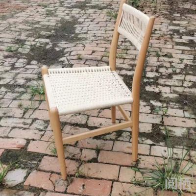 Minimalist Dining Chair Solid Wood Armchair Rope Woven Leisure Chair Coffee Chair Beech Office Chair