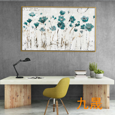 Jiusheng Flower Living Room Decorative Painting Modern Minimalist Still Life Blue Flower Oil Painting Corridor Office Hanging Picture Wall Painting