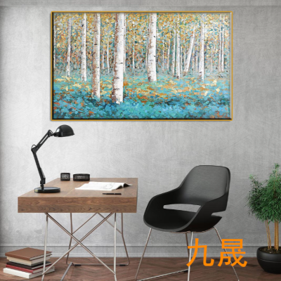 Jiusheng Modern Simple Horizontal White Birch Forest Decorative Painting Living Room and Hotel Corridor Bedside Painting Various Styles Can Be Customized