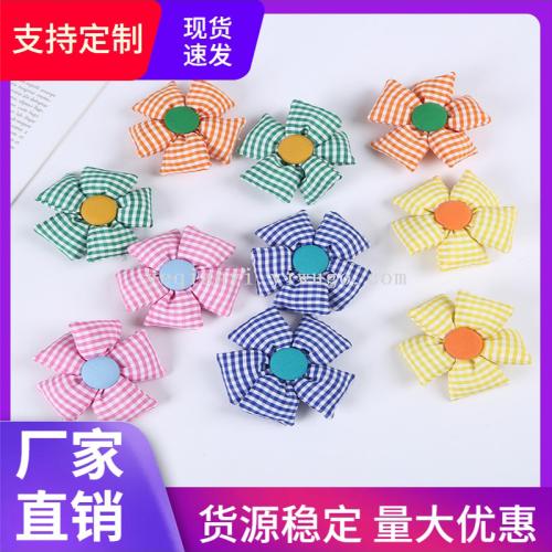 cotton filled lattice five-petal flower clothing accessories handmade diy accessories hair accessories shoes flower hat flower accessories