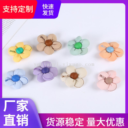 Letter Flower Polyester Rain-Proof Cloth cotton-Filled Doll English Embroidery Five-Petal Flower Headdress Hair Accessories Hat Accessories Accessories