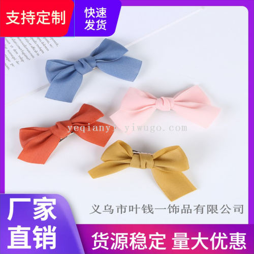 Factory Direct Sales New Solid Color Fabric Craft Fresh Bow Barrettes Headdress Accessories Clothes Ankle Sock Scarf Accessories