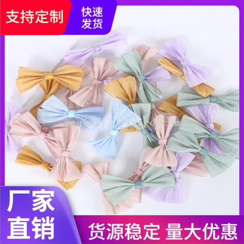Factory Direct Sales Korean Ribbon Double-Ear Striped Snow Yarn DIY Handmade Bow Clothing Material Small Ears， Etc.